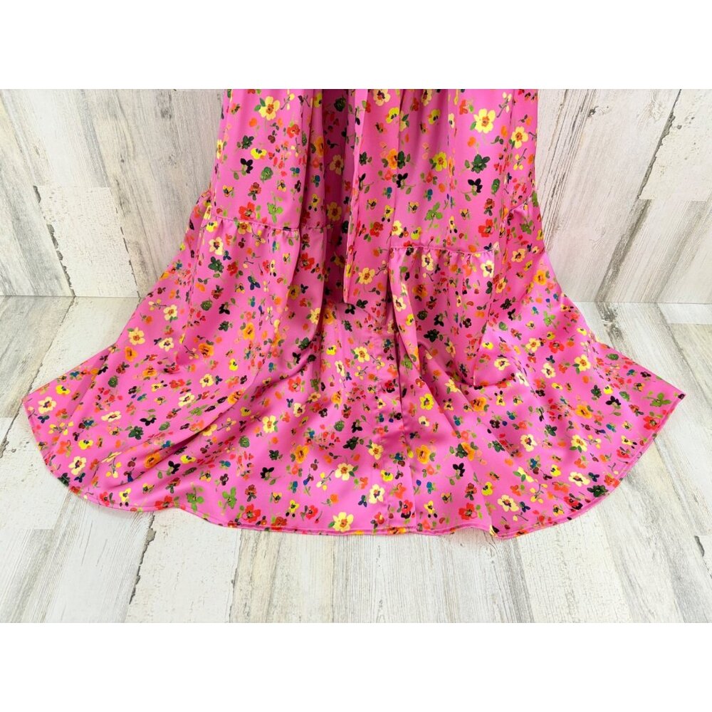 Ann Mashburn Sz S Isla Maxi Dress Pink Floral Charmeuse EUC - Picture 6 of 16